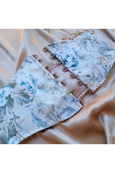 Alessia Underwire Vintage Floral Patterned Waist Belt Corset
