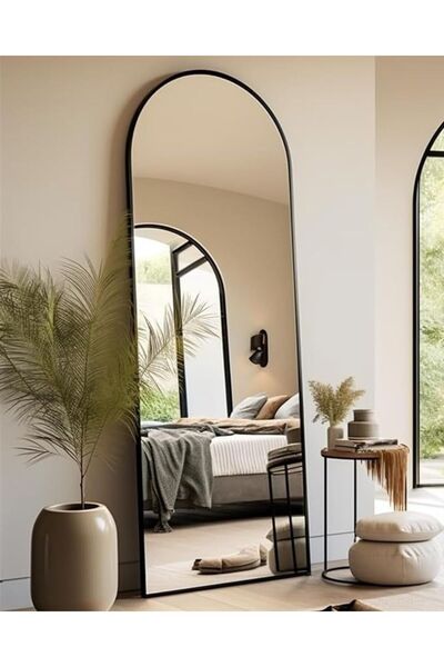 ant home Metal Çerçeveli Oval Ayaklı Ve Asma Aparatlı Boy Aynası 180x60