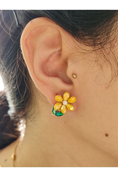 İLKYAZ AKSESUAR taşlı çiçek küpe