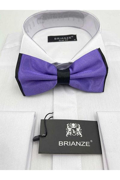Brianze Black Satin - Dark Lilac Bow Tie