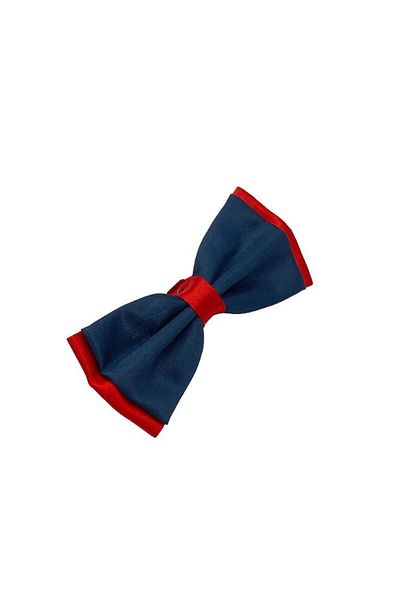 Brianze Satin Bow Tie - Navy Blue and Red