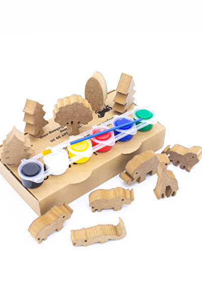 na neşeli ahşap Okul Öncesi Etkinlik Ahşap Boyama Seti Eğitici Ahşap Boyası O...