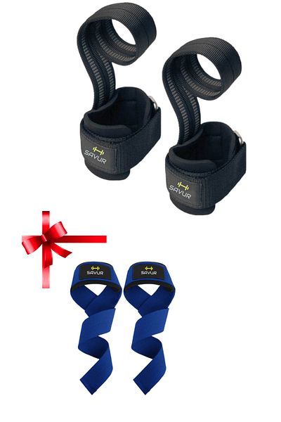 SAVUR Big Grip Pro Lifting Straps - with Weight Strap Gift