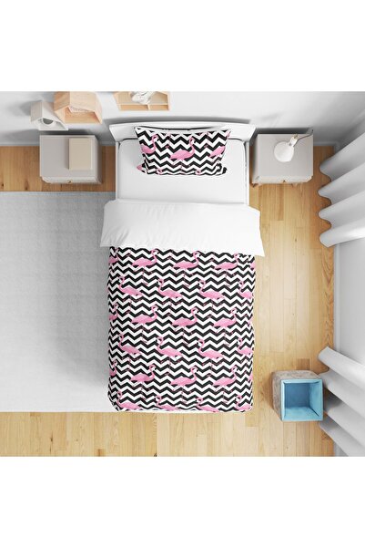 Fortek Home Flamingo Patterned 3d Digital Printed Single Duvet Cover Set - El...