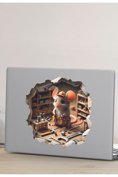 Sim Tasarım Home Decoration Sticker - Repairman Mouse Hallway Glass Socket