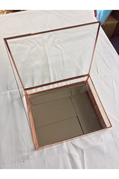 GÜVEN Aynalı Dekoratif Cam Kutu Çok Amaçlı Nişan Çikolata Makyaj Kutusu