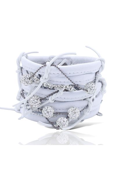 Bayemeyc Luci White Leather Bracelet