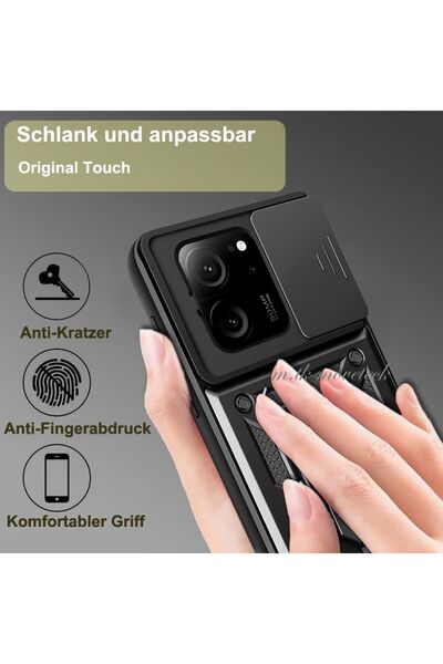 m.tk moveteck Xiaomi Mi 13T Pro Uyumlu Kılıf Kamera Korumalı Yüzüklü Standlı Armor Military Zırh Tank Kapak