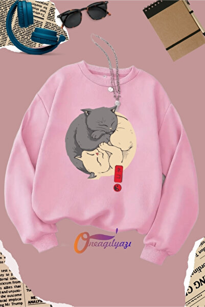 oneagılyazı سويت شيرت بنمط قطة يين يانغ