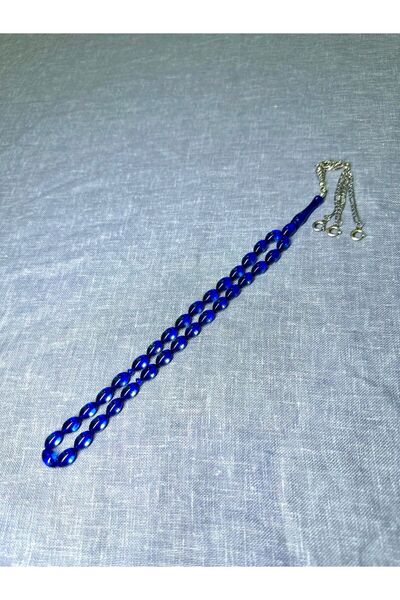 Anemore Collection مسبحة زجاجية زرقاء للطائرات