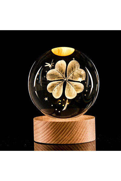 Tahtakale Dünyası 4 yapraklı yonca ışıklı gece lambası cam küre yonca masa üs...