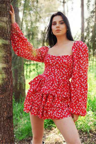 MY BELLA BUTİK Chiffon Dress - Minimal Floral Pattern