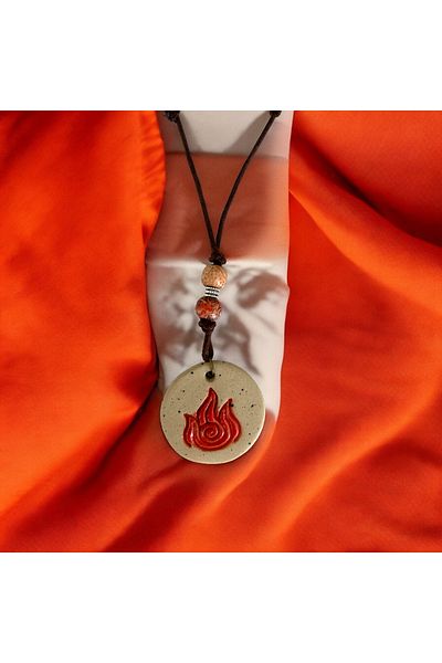 HAB TRADE Ceramic Element Necklace - Handmade with Wooden Beads