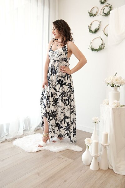 abitso İp Askılı Çiçek Desenli Elbise