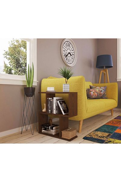 Modern home Versatile Asymmetrical Side Table Brown Colour for Modern Spaces