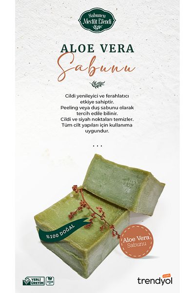 Sabuncu Mevlüt Efendi Aloe Vera Soap 450 Gr (4 Pieces)