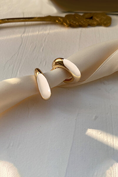 Glaren Minimal Beyaz Mineli Tasarım Kadın Küpe