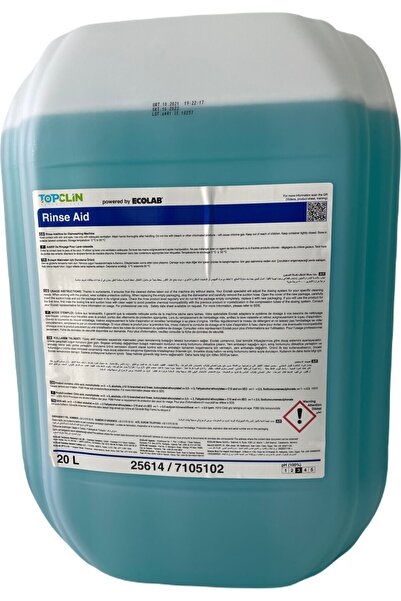 Ecolab Topclin Rinse Aid - Endüstriyel Bul. Mak. Için Durulama Ürünü 20L (20,...