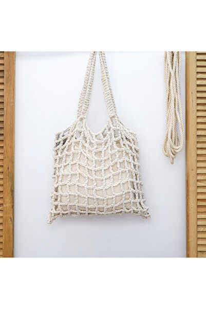 rosa bianca Ειδική Χειροποίητη Πλεκτή Τσάντα Παραλίας Missi Ecru - Τσάντα αγο...