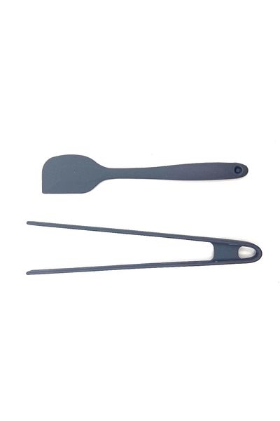 Silicorner Anthracite Silicone 2-Piece Cooking Set - Tongs and Spatula