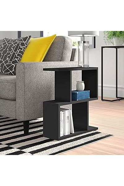 Modern home طاولة جانبية غير متماثلة متعددة الاستخدامات باللون الأسود للمساحات الحديثة