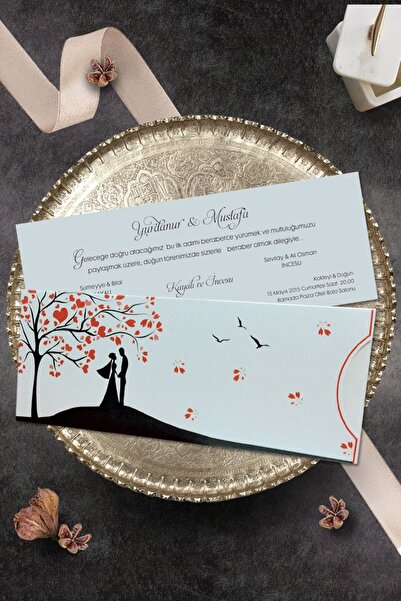Cem Davetiye Düğün Nişan Nikah Kına Davetiyesi 3346 (100 ADET) Baskı Dahil