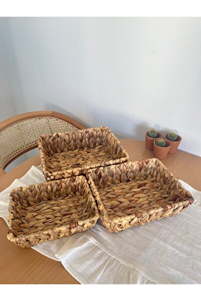 Mirilliahome Натурален комплект ръчно изработени кошници - комплект от 3 правоъгълни кошници