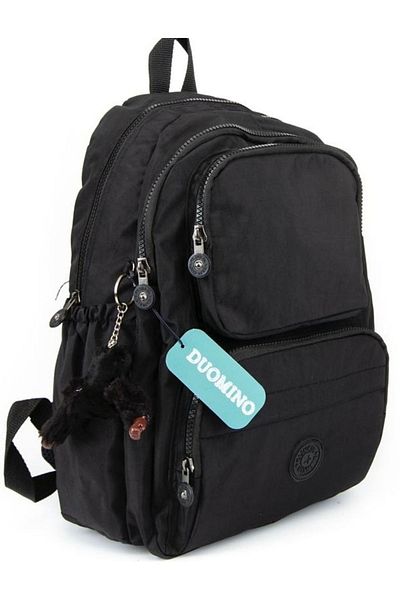 DUOMİNO FCSTORE Crinkle Fabric Water Resistant Large Size Black Clinker Backpack/Laptop School Bag
