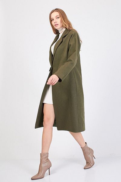 SevdeUgur Women's Green Long Lined Cashmere Coat / Collection