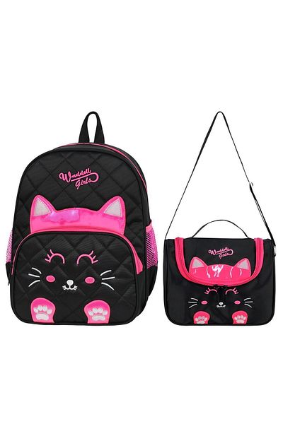 Waddell Quilted Cat Licențiat - Rucsac brodat pentru grădiniță și geantă termică pentru prânz