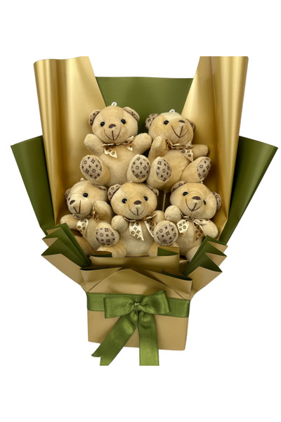 racoonco Sevimli Ayıcık Buketi 5'li Buket Sevgiliye Doğum Günü Yıl Dönümü Hed...