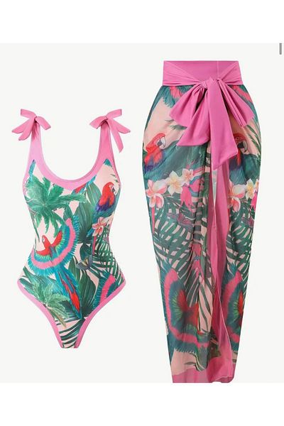 Kuvars Atalier Parrot Paradise Baby Swimsuit and Pareo Set