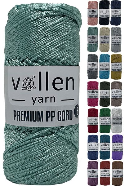 vollen yarn 600m Πολυεστερικό νήμα μακραμέ, νήμα Supla, νήμα τσάντας, νήμα βραχιολιού, μακραμέ, νερό πράσινο 1,5mm-400gr