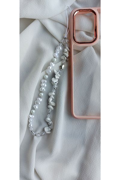 LORESİMA AKSESUAR White Natural Stone Phone Strap Phone Charm