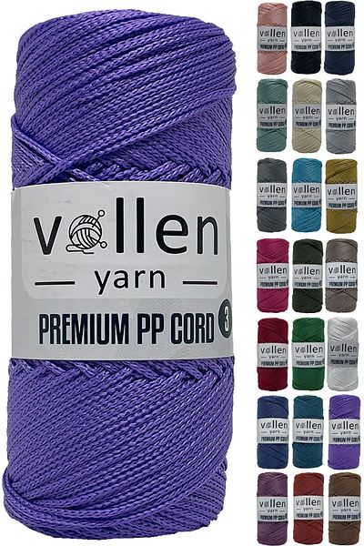 vollen yarn 600m Πολυεστερικό νήμα μακραμέ, νήμα Supla, νήμα τσάντας, νήμα βραχιολάκι, μακραμέ, λιλά 1,5mm-400gr