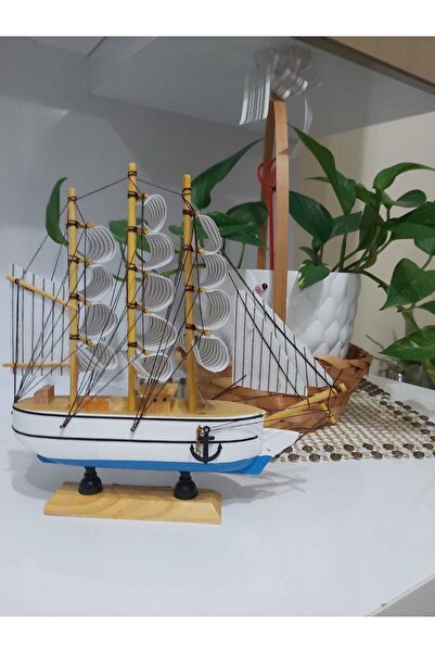 Tahtakale Dünyası Orta boy 24 cm el işçiliği yelkenli gemi hediyelik ahşap of...