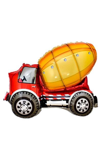 Parti Station Construction Mixer Truck and Balloon Set for 3 Year Old Birthday - Concept and Gold Numerals
