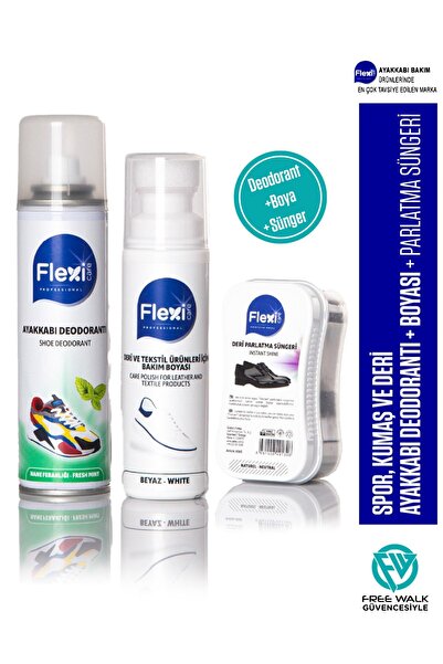 FLEXİCARE Spor Deri Ve Kumaş Beyaz Ayakkabı Boyası 75 Ml. & Ayakkabı Deodoran...