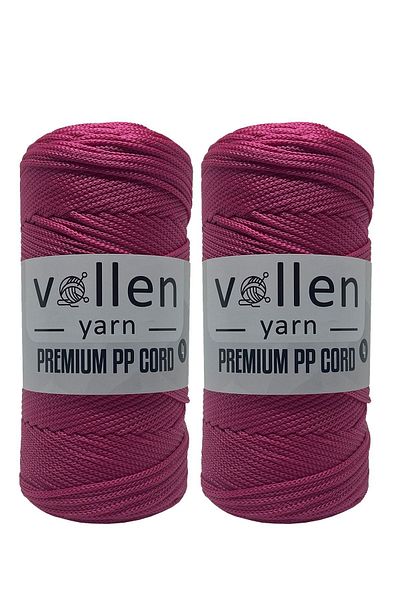 vollen yarn Premium Polyester Macrame Twine Σετ 2 τεμαχίων 2mm, μακραμέ Σχοινί, μακραμέ, σουπλά, σχοινί τσάντας, φούξια, 400gr, 460mt