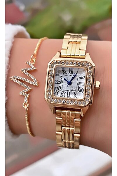 ÇENÇEN Minimal Kare Rose Gold Kadın Saati