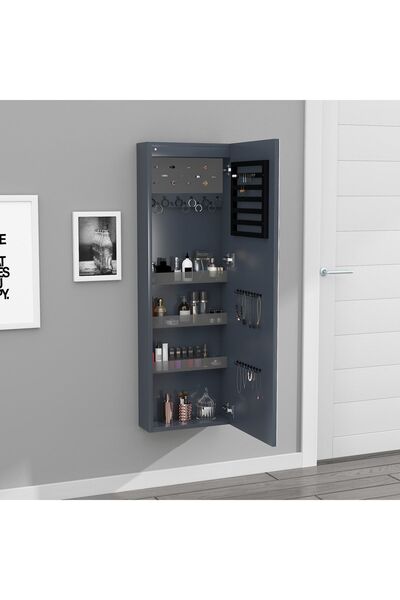 DECOBOX Paris Led Aydınlatmalı Boy Aynalı Takı Dolabı Beyaz Işık