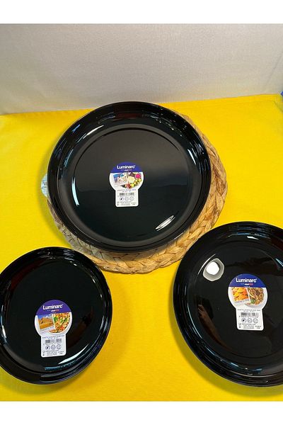 Luminarc Faya Home Black 3-piece Serving Appetizer Presentation Plate Set