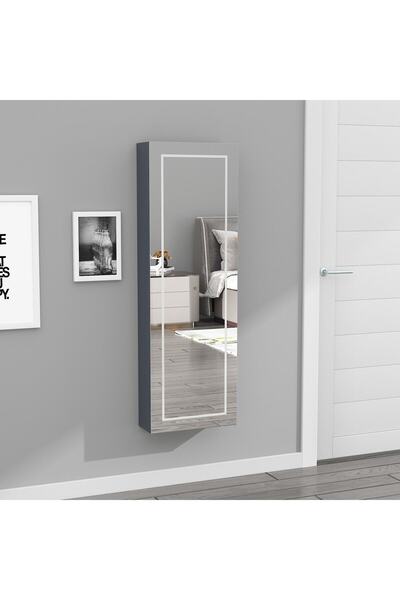 DECOBOX Paris Led Aydınlatmalı Boy Aynalı Takı Dolabı Beyaz Işık