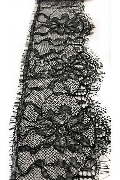 Ozpas 3MeterBlack Lace Bearded Edge Ribbon - 10 Cm