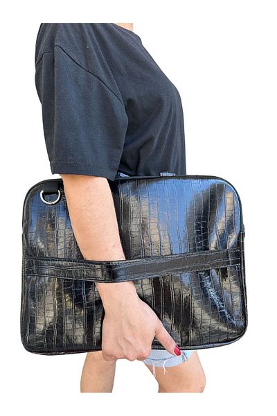 Vip Home Concept Husă pentru laptop Macbook Air Pro 15,6-16,1 inchi, neagră, crocodil - rezistentă la șocuri și la protecție