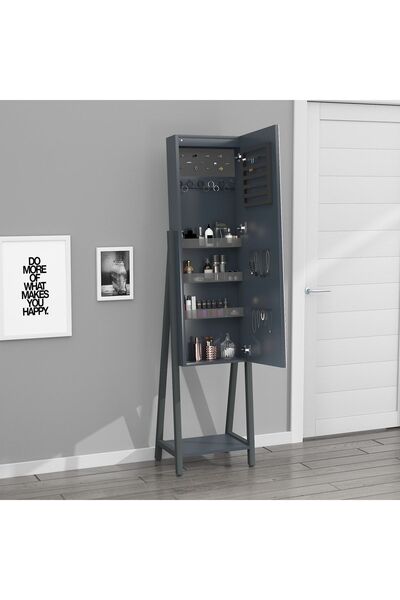 DECOBOX Eyfel Led Aydınlatmalı Boy Aynalı Takı Dolabı Sarı Işık