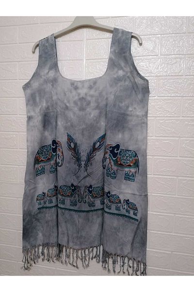 anne moda ankara 100% Βαμβακερό Χοντρό λουράκι Φούντα Pareo/Φόρεμα