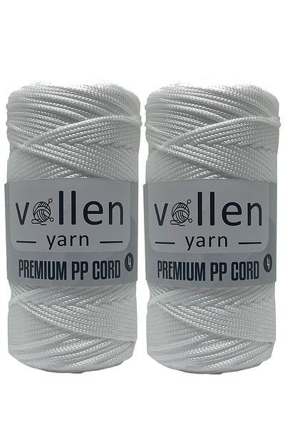 vollen yarn Premium Polyester Macrame Twine Σετ 2 2mm, μακραμέ σχοινί, μακραμέ, σουπλά, σχοινί τσάντας, λευκό, 400 γραμμάρια, 460 Mt