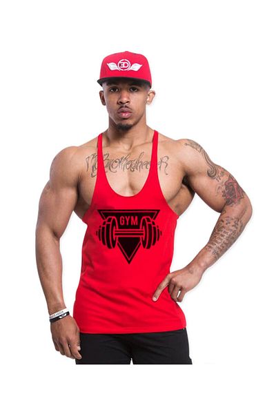 Ghedto Gym Dumbbell Fitness Tank Top Athlete Tank Top [red]