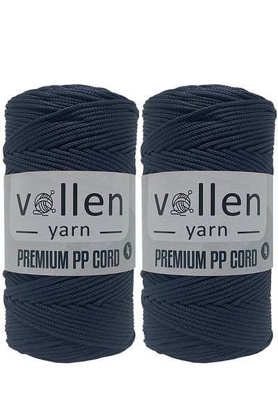 vollen yarn Premium Polyester Macrame Twine Σετ 2 τεμαχίων 2mm, μακραμέ Σχοινί, μακραμέ, σουπλά, τσάντα Σχοινί, navy blue, 400gr, 460mt